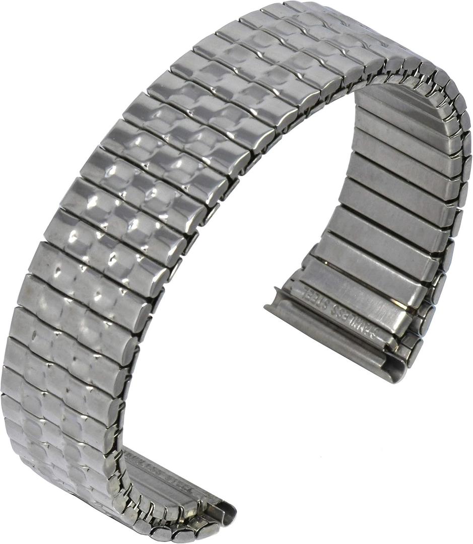 20mm Stainless Steel Stretch Watch Band - Radial Expansion, No Buckle, Sleek Metal Finish (1674)
