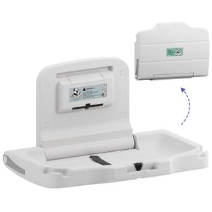 Stardrix Panda Care ADA Compliant Horizontal Wall Mounted Baby Changing Station, Foldable Diaper Changing Table with Liner Dispenser and Safety Straps for Commercial and Home Use