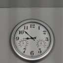 JENLYSTIME 13 Inch Outdoor Clock, Waterproof and Silent, with Thermometer and Hygrometer, Large Numbers for Easy Reading, Perfect for Home,Office,Bedroom,Kitchen,Porch,Garden,Pool(Silver)