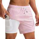maamgic Mens Swim Trunks with Compression Liner 5 Inch, Quick Dry Bathing Suit with Zipper Pockets, No-Chafing Swim Shorts, L