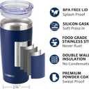 SUNWILL Travel Coffee Tumbler 20 oz, Insulated Mug with Lid, Stainless Steel Cup for Outdoor, Powder Coated Navy