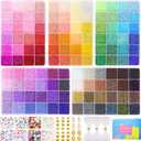 Funtopia 120 Colors 2mm Seed Beads for Jewelry Making, 49000 pcs Tiny Glass Beads for Bracelets, Friendship Bracelet Kit with Alphabet Letter Beads Smile Face Beads for DIY, Art and Craft