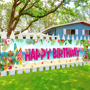 Hawaiian Birthday Party Supplies Aloha Luau Party Banner,
 78"x13" Tropical Flamingo Party Decorations Large Yard Sign Background For Luau Party Birthday Party Indoor Outdoor Decorations