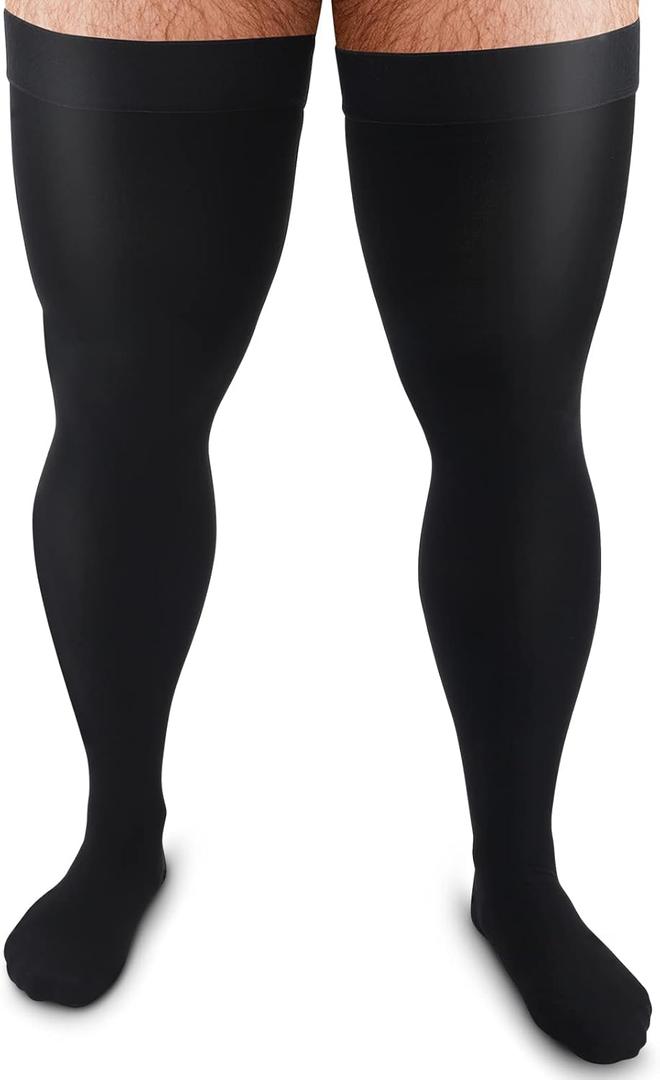 Zhanmai Thigh High Compression Socks 20-30 Mmhg Compression Stockings Thigh High Socks for Men Swelling (Medium, Black)