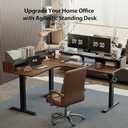 Agilestic L Shaped Standing Desk, Corner Desk with Monitor Shelf, Adjustable Height Gaming Table, Sit Stand Up Table, 63 x 55 Inch Home Office Computer Workstation, Splice Board, Dark Walnut