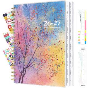 Ospelelf 2026 2027 Planner Weekly and Monthly Calendar Spiral Bound, A4 Office Supplies For Women & Men, 18 Months PVC Cover Life Planners with Stickers Polka Dots