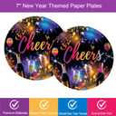 7"Happy New Year Party Plates, 2026 New Year Eve Paper Plates for Holidays Firework Disposable Party Dessert Plate, New Year's Eve Tableware Supplies for Party Celebration Supplies Decorations, 24pcs