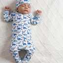 monica + andy Baby Organic Zipper One-Piece (Preemie, Tiny Blue Dino Delight)