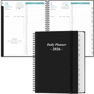 Daily Planner 2026 Full Page Per Day- 2026 Daily & Monthly Planner from January 2026 to December 2026, Day Planner 2026 with 12 Months Tabs, 8.5" x 11", Black