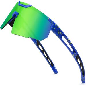 Sports Sunglasses for Men Women, Baseball Sunglasses Youth Large Frame 80s Softball Running Cycling Visor Glasses