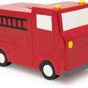 Isaac Jacobs Ceramic Red Fire Truck Coin Bank, Vehicle Money Bank Home Dcor, Piggy Bank Gift for Kids, Teens, and Adults (Red Fire Truck)