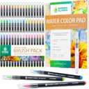 Norberg & Linden Real Waterbrush Set - 48 Watercolor Paint Markers, 1 Refillable Water Brush, Painting Pad - Nylon Tips for Drawing & Calligraphy - Coloring Pens for Professional & Beginner Artists