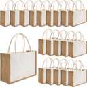 20 Pack Burlap Tote Bags Jute Tote Bags Reusable Water Resistant Beach Bag Blank Canvas Grocery Bag for Women Bridesmaid Wedding Gift DIY 12.6 x 8.3 x 5.1 Inch