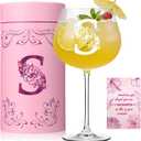 Physkoa Personalized Initial Wine Glass for Women - 20 oz Stemmed Monogrammed Glass, Customized Engraved Gift for Mom, Wife, Friend, Her - Birthday, Mothers Day, Wine Lover Gift