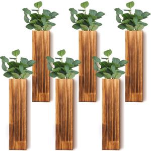 Skylety Pack of 6 Wood Wall Planters for Indoor Plants Wooden Hanging Vase Farmhouse Wall Decoration for Bedroom and Living Room (Wood Color) Skylety Pack of 6 Wood Wall Planters for Indoor Plants Wooden Hanging Vase Farmhouse Wall Decoration for Bedroom and Living Room (Wood Color)