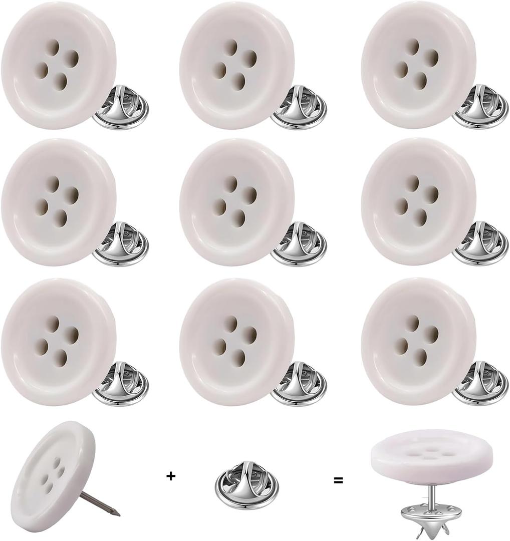 ZLMCUJE 10 Sets 20mm(4/5") 4-Hole White Resin Button,No Sewing, No Tool,Reusable for Coats,Suits,Cardigans,DIY Crafts Decorations