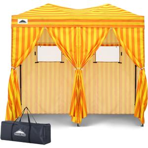 EAGLE PEAK Outdoor Pop Up Changing Room 8x4 ft, 2-Room Portable Privacy Shelter for Beach, Pool, Photoshoots or Dressing Room, Yellow/Orange