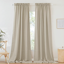 RYB HOME Semi Sheer Curtains 95 inches Long, Thick Privacy Added Line Wave Textured Window Treatments for Living Room Bedroom Sliding Door, Beige, W 52 x L 95, 2 Panels