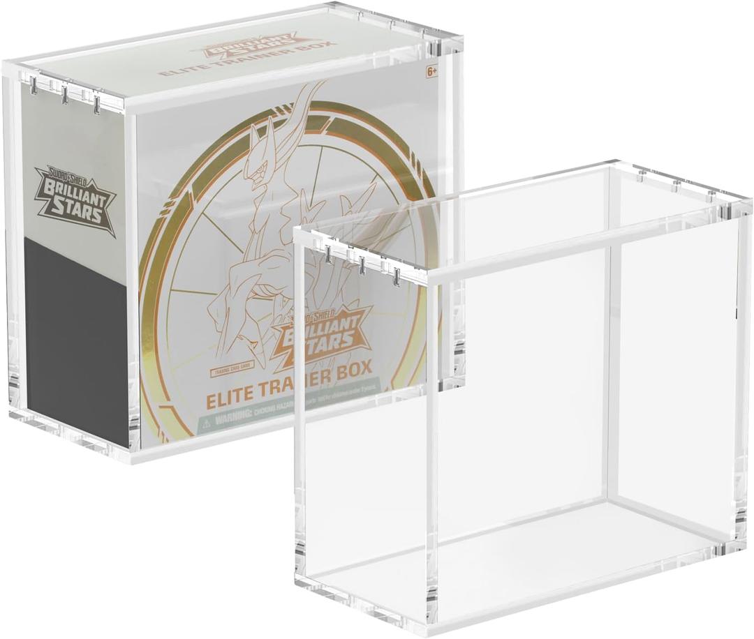ETB Acrylic Case 3 Pack Elite Trainer Box Protector 8mm Thick Magnetic Lid 6 Magnets UV Protection Dustproof Display Case Easy Top Loading Compatible with Elite Trainer Boxes