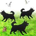 Qualirey 3 Sets Lone Dog Decoy, Goose Deterrent, Dog Decoy to Keep Away Pests for Outdoors, Replica Visual Scare Device, Yard Ornaments