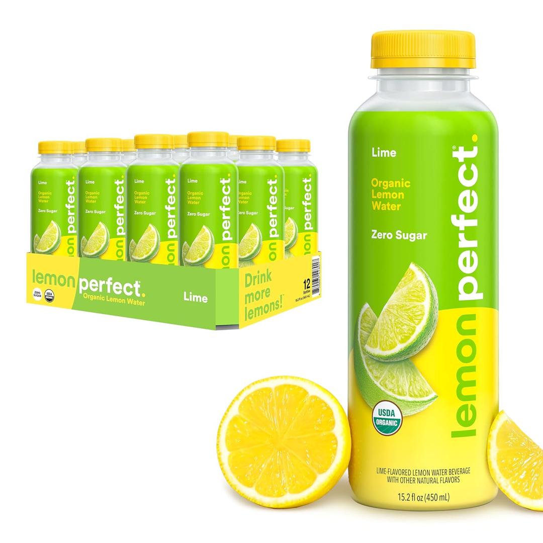 Lemon Perfect Lime, Flavored Lemon Water, Organic, Zero Sugar, Healthy Hydration Drinks, 15.2 fl oz Bottles (12-Pack) BBD 03-12-26