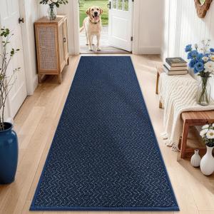 COSY HOMEER Hallway Runner Rugs Non-Slip Washable 2'7"x10' Blue | Absorbent Stain Resistant Carpet Runner,Pet Friendly Low Pile Floor Mat,TPR Anti Skid Backing,Entryway Laundry Kitchen Runner