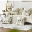 AVOIN colorlife Eucalyptus Leaves Throw Pillow Covers, 18 x 18 Inch Green Leaves Be A Light for All to See Spring Cushion Case Decoration for Sofa Couch Set of 4