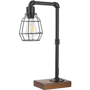 CONCA Industrial Steampunk Table Lamp, Edison Bulb, Metal, A-Black, 19.6x11.7x5.35 inches, 3 lbs, E26 Base, 800 Lumen, 120V A-Black
