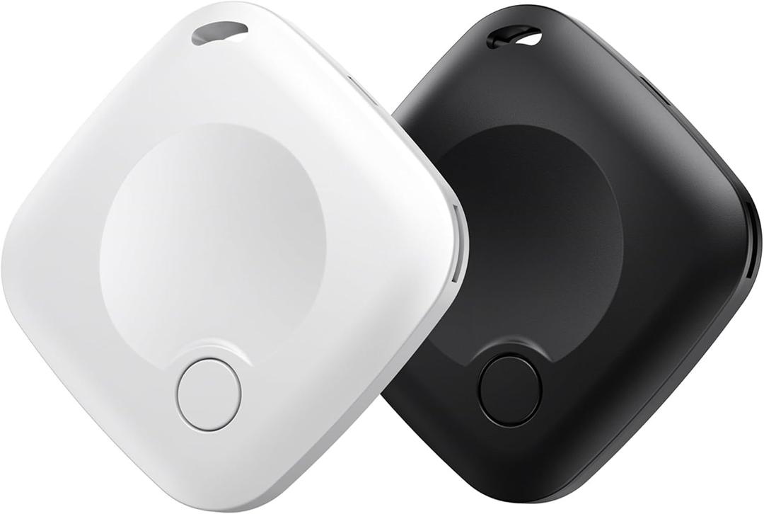 Bluetooth Tracker Tags 2 Pack[Apple MFi Certified] Work with Apple Find My(iOS Only) Smart Global Tracking Tags Sound Alarm Replaceable Battery Key Finder for Kid Luggage Dog Backpack Pet Waterproof