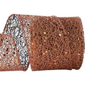 Bronze Mesh Glitter Wired Ribbon for Christmas Tree 2.5 Inch x 10 Yards Mesh Sparkling Wired Ribbon for Gift Wrapping Wreath Wedding Party Crafts