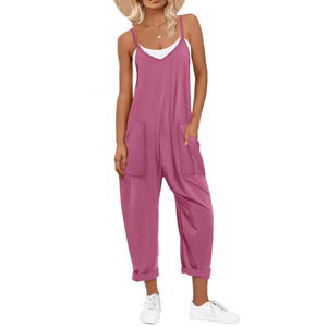 ANRABESS Jumpsuits for Women Casual Summer Overalls Sleeveless Spaghetti Strap Romper Jumpers Trendy Beach Vacation Outfits, XL