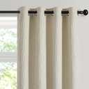 Cream and White 100% Blackout Geometric Jacquard Curtains - Thermal Insulated Noise Reducing Drapes for Bedroom and Living Room, 52" x 96"