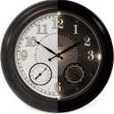 24 inch Illuminated Outdoor Clock for Patio, Waterproof with Thermometer - Large Night Light Wall Clock with Smart LED Sensor, Temperature and Humidity - Weatherproof & Easy to Read for Patio & Home