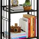 Bookshelf Storage Shelf Bookcase Freestanding Storage Stand for Living Room, Bedroom, Kitchen, Rust Resistance, Easy Assembly Free Combination Multi-Functional Organizer (2 Tiers, Black)