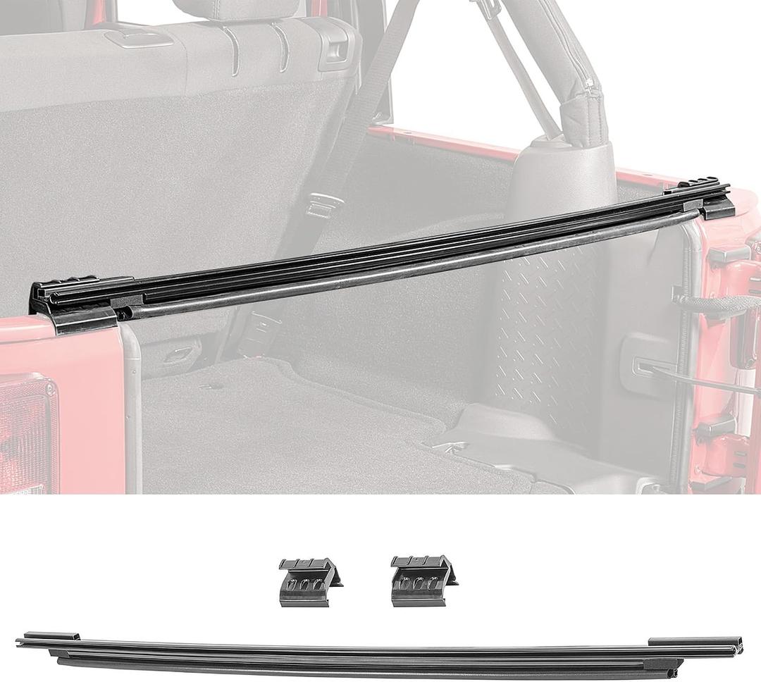 MasterTop Soft Top Tailgate Bar or Tonneau Cover Bar - Fits Jeep Wrangler JK & JKU 2007-2018 - Jeep Soft Top Tailgate Bar Jeep Top Rail Retainer Jeep Tonneau Cover Tailgate Bar (Side Clips Included)