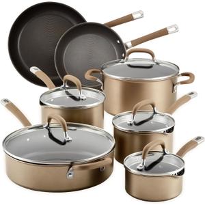 Circulon Premier Professional Hard Anodized Nonstick Cookware Induction Pots and Pans Set Nonstick, Home Essentials, 12-Piece, Bronze