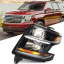 Huray HID Headlight Assembly Fit for Chevy Tahoe/Suburban 2015-2020 LH OE Projector Xenon Headlamp w/Bulbs for Chevrolet Tahoe Replacement for GM2502406 84582597 Driver Side (LH(Driver Side), HID/Xenon)