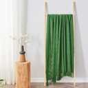Inhand Green Knitted Throw Blanket for Couch and Bed, St. Patricks Day Lucky Spring Gifts Throw for Her or Him, Soft Farmhouse Woven Blanket with Tassel, Lightweight Decorative, 50"x60"