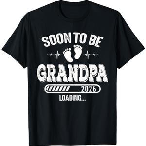 Soon to Be Grandpa 2026 Loading for Pregnancy Announcement T-Shirt (Black, Size Medium)