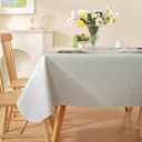 Wondwrla Rectangle Tablecloth, Vinyl Tablecloths with Flannel Backing, Waterproof Wipeable Oil-Proof, Plastic Table Cloth for Dining, Picnic, Camping, Indoor and Outdoor (Light Gray, 52" x 70")