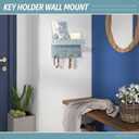 Rebee Vision Small Key Holder Wall Mount for Farmhouse Decor - Key and Mail Holder for Wall with Shelf and 4 Key Hooks - Room Decor Aesthetic (Distressed Blue)