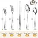 20-Piece Silverware Set for 4, Premium 18/10 Stainless Steel Flatware, Quality Heavy Duty Cutlery Utensils, Mirror Polished Dishwasher Safe Silverware for Home Wedding Housewarming Gift - HIKAA