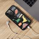 Case Compatible with iPhone 15 Pro Max,Black Colorful Dinosaur Birthday, Shock Absorption and Anti Drop Protection for Mobile Phones for iPhone 15 Pro Max