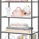 Homhedy Bookshelf Arched Display Racks,Metal Bookcase,Tempered Glass Shelves,Storage Rack Shelf for Home Office,Living Room,Bedroom, Bathroom,Modern Style (Black, 11.8" D x 23.6" W x 73.6" H)