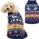 PUPTECK Christmas Dog Sweaters for Cold Weather, Soft Outfit Warm Winter Coat Knitted Dog Clothes for Small Medium Large Doggies Puppy Indoor Outdoor Walking, Colorful Design, Classic (Navy)