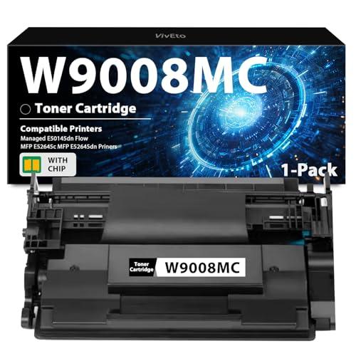 VivEto W9008 W9008MC Toner Cartridge Black (with New Chip) Replacement for HP W9008MC Toner for Managed E50145dn Flow MFP E52645c MFP E52645dn Priners, 1-Pack Laser W9008MC Toner Cartridge