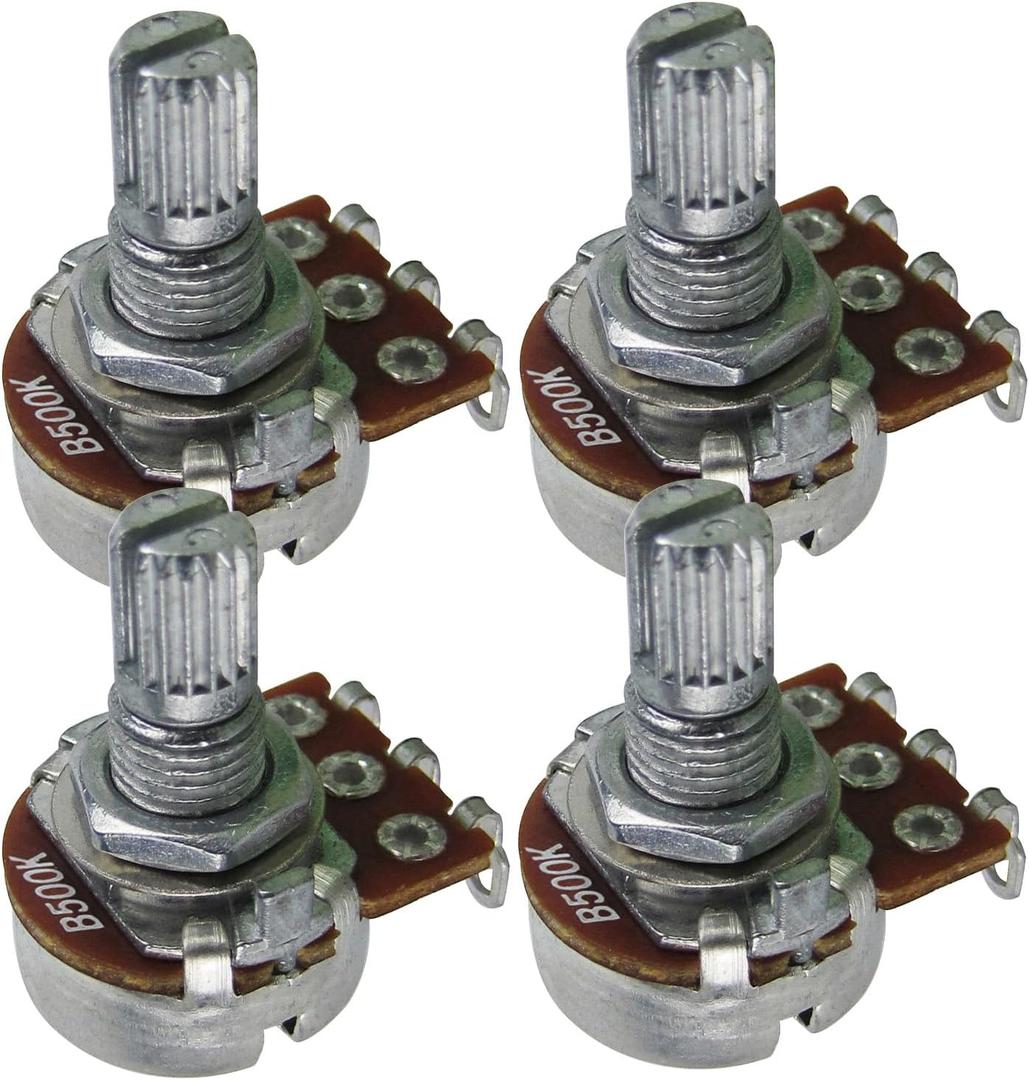 FLEOR 4pcs Small Size B500K Guitar Pots Knurled Split Shaft Potentiometers Linear Taper