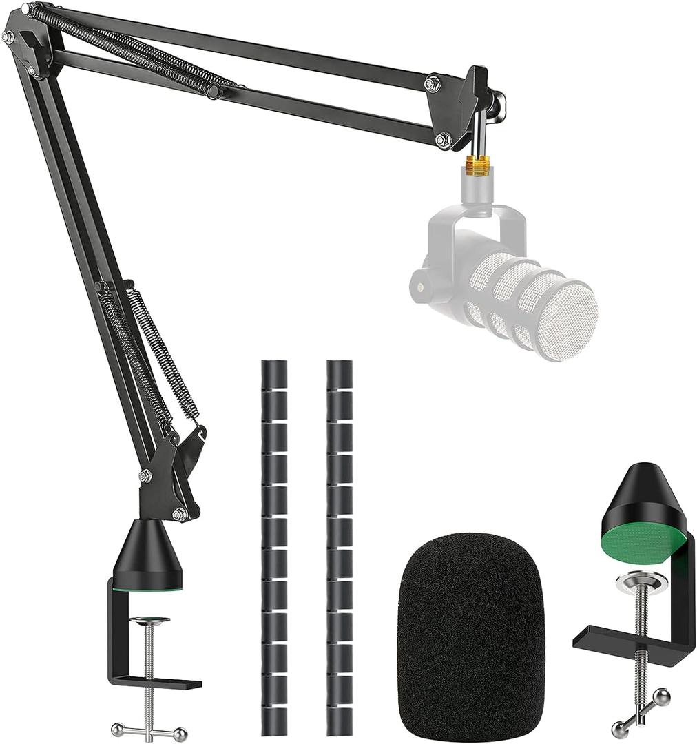 YOUSHARES Rode Podmic Stand with Pop Filter - Microphone Boom Arm with Foam Windscreen Improve Recording Quality