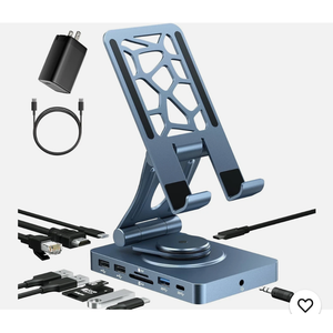 iPad Docking Station Stand, 11-in-1 Adapter with 4K@120Hz HDMI, 10Gbps USB Ports