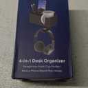 KDD 4 in 1 Desk Cup Holder - Clamp on Under Desk Headphone Hanger - Rotating Headphone Holder Detachable Pen Cup Holder Desktop Storage for Cup, Phone and Pen(Black)